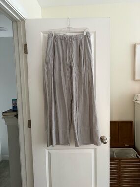 Relaxed Fit Striped Lounge Pants in Light Gray